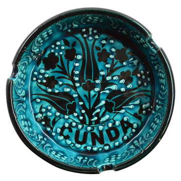 Myros - Cunda Themed Turkish Ceramic Turquoise Ashtray Big Size