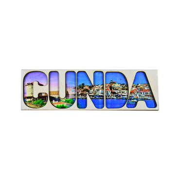 Myros - Cunda Themed Wooden Customised City Name Letter Souvenir Fridge Magnet