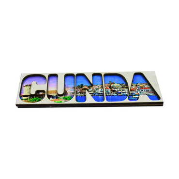 Cunda Themed Wooden Customised City Name Letter Souvenir Fridge Magnet - Thumbnail