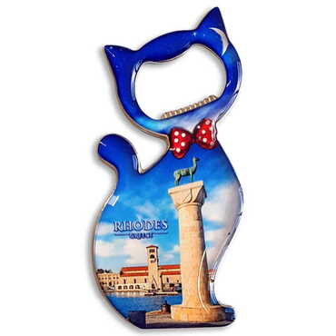 Customazible Cat Shaped Metal Magnetic Bottle Opener 97x48 mm - Thumbnail