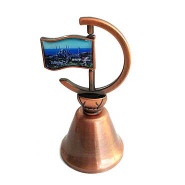 Customazible Collectible Souvenir Double Face Metal Spinner Flag Bell - Bronze Color - Myros