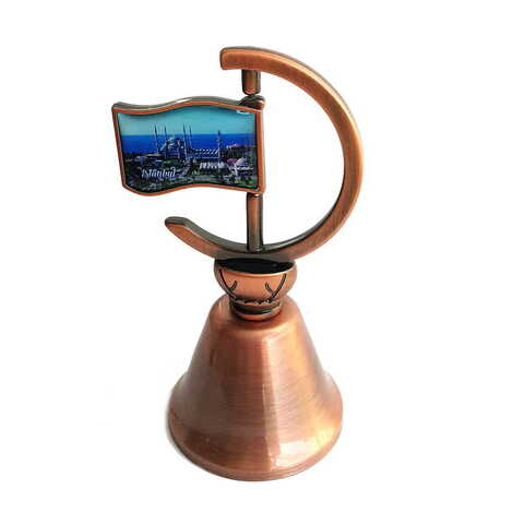 Customazible Collectible Souvenir Double Face Metal Spinner Flag Bell - Bronze Color - 1