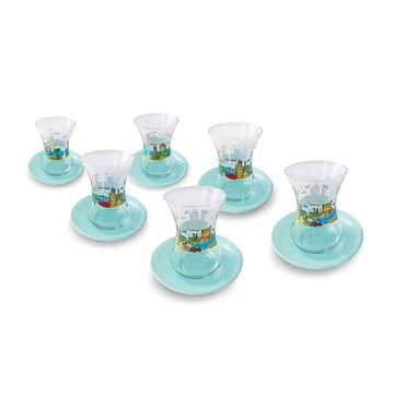 Myros - Customazible Custom Printed Turkish Tea Glass Set Of 6 Pcs