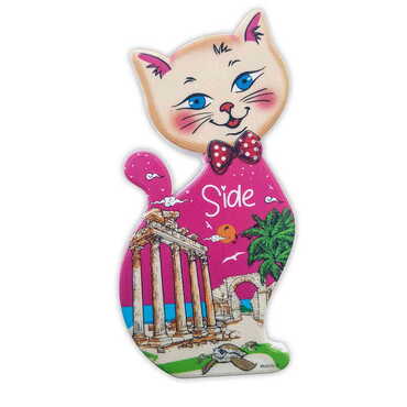 Customazible Customised UV Printed Plastic Base Cat Shaped Fridge Magnet 43x87 mm - Thumbnail