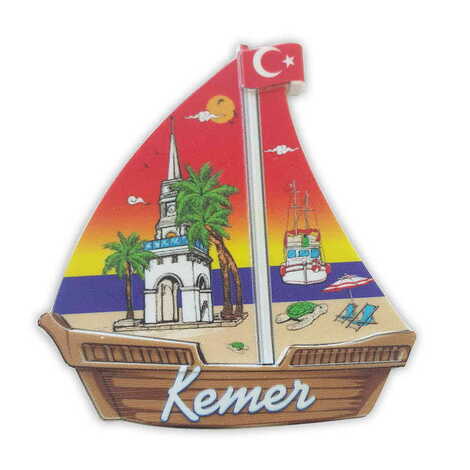 Customazible Customised UV Printed Plastic Base Sail Ship Shaped Fridge Magnet 77x80 mm - 1