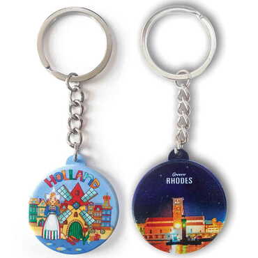 Myros - Customazible Customised UV Printed Plastic Base Square Keyring 38x100 mm