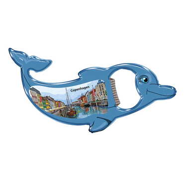 Customazible Dolphin Shaped Metal Magnetic Bottle Opener 102x67 mm - Thumbnail