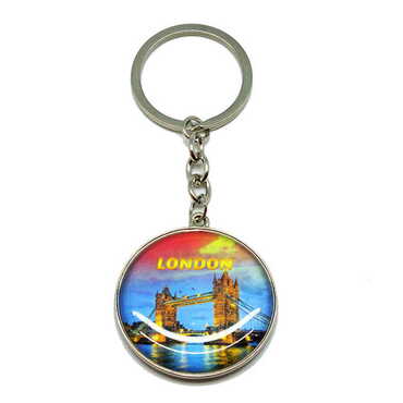 Myros - Customazible Metal Double Face Round Keychain 40x95 mm