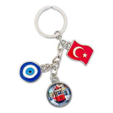Customazible Metal Evil Eye Enamel Keychain - Myros