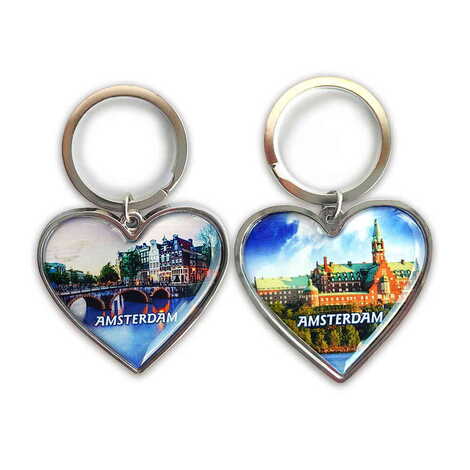 Customazible Metal Heart ShapedDouble Face Keychain 45x90 mm - 1