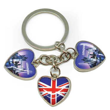Customazible Metal Keychain With 3 Charms - Heart 40x85 mm - Myros
