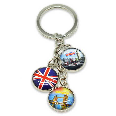 Customazible Metal Keychain With 3 Charms - Round 40x90 mm - 1