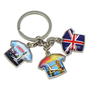 Customazible Metal Keychain With 3 Charms - T-Shirt 40x95 mm - Myros