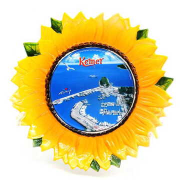 Myros - Customazible Sunflower Shaped Ceramic Decorative Plate 15 Cm