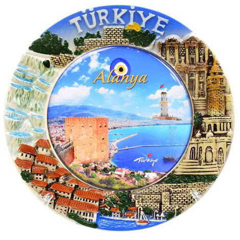 Customazible Turkey Themed Ceramic Decorative Plate 15 Cm