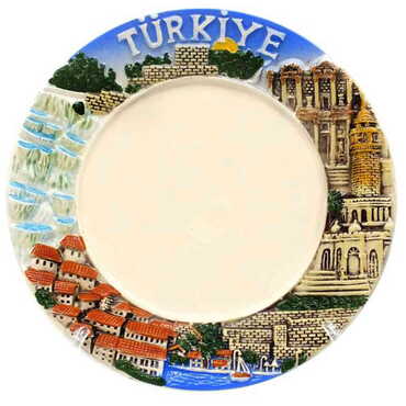 Customazible Turkey Themed Ceramic Decorative Plate 15 Cm - Thumbnail