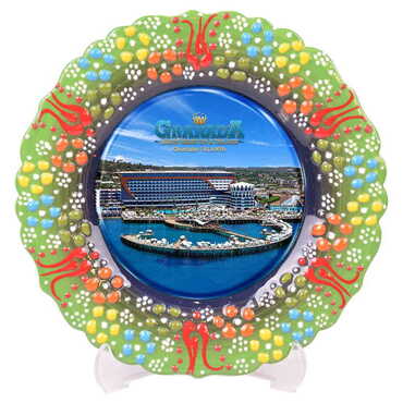 Myros - Customazible Turkish Ceramic Plate With Epoxy 12 Cm