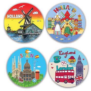Customazible Wooden Customised Round Travel Coaster 100 mm - Myros