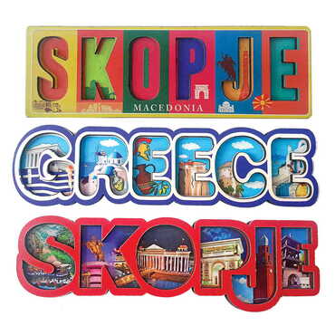 Myros - Customazible Wooden UV Printed City Name Letter Fridge Magnet