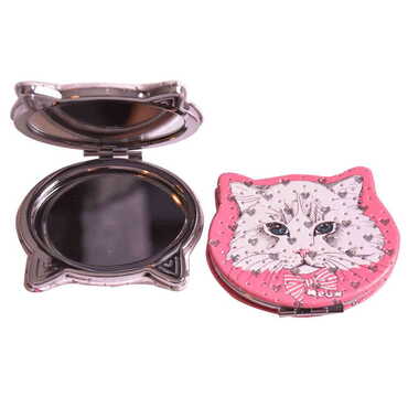 Cute Animals Themed Custom Printed Cat Shape Pocket Mirror - Thumbnail