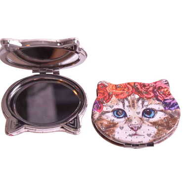 Cute Animals Themed Custom Printed Cat Shape Pocket Mirror - Thumbnail