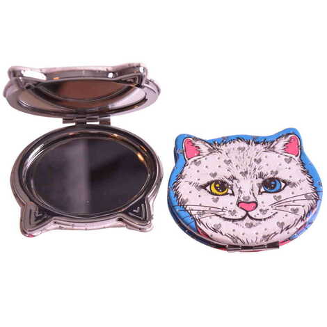 Cute Animals Themed Custom Printed Cat Shape Pocket Mirror