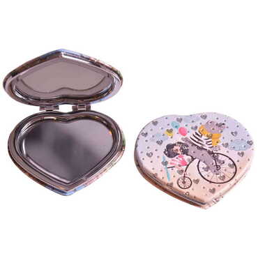 Myros - Cute Animals Themed Custom Printed Heart Shape Compact Mirror