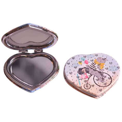 Cute Animals Themed Custom Printed Heart Shape Compact Mirror