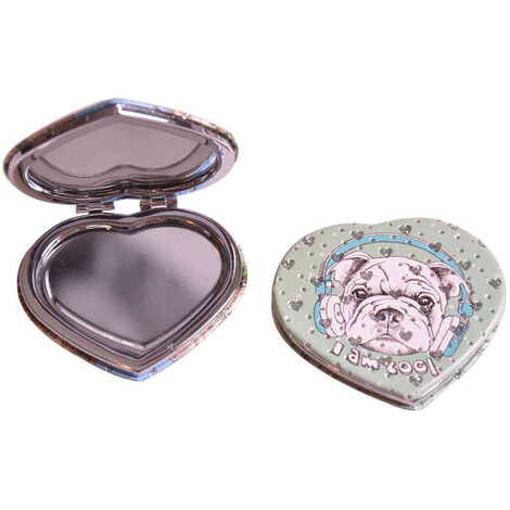 Cute Animals Themed Custom Printed Heart Shape Compact Mirror