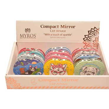 Cute Animals Themed Custom Printed Heart Shape Compact Mirror - Thumbnail