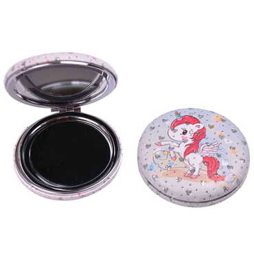 Cute Animals Themed Custom Printed Round Curved Pocket Mirror - Thumbnail