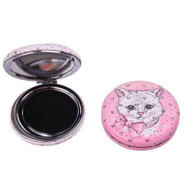 Cute Animals Themed Custom Printed Round Curved Pocket Mirror - Thumbnail