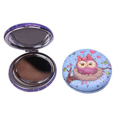 Cute Animals Themed Custom Printed Round Curved Pocket Mirror - Thumbnail