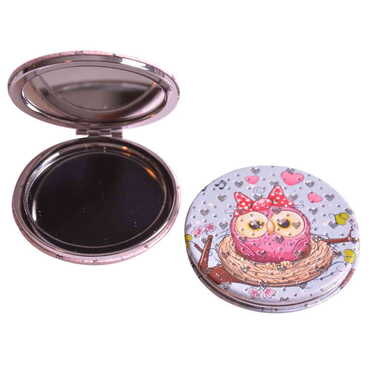 Cute Animals Themed Custom Printed Round Pocket Mirror - Thumbnail