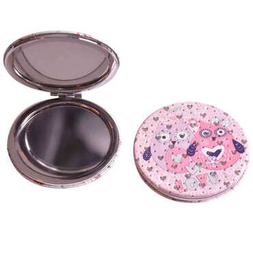 Cute Animals Themed Custom Printed Round Pocket Mirror - Thumbnail