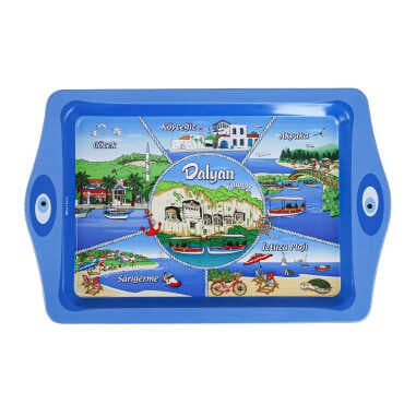 Dalyan Themed Mini Metal Tray 25x16 cm