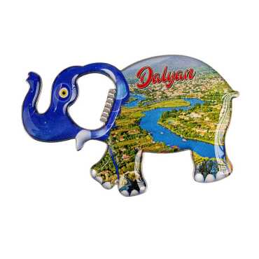 Dalyan Themed Myros Metal Elephant Bottle Opener Refrigerator Magnet 98x61 mm