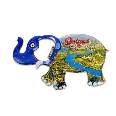 Dalyan Themed Myros Metal Elephant Bottle Opener Refrigerator Magnet 98x61 mm - Standart - 2