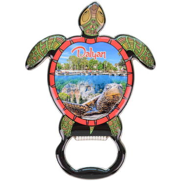 Myros - Toptan Dalyan Temalı Myros Metal Kaplumbağa Açacak Magnet 103x75 mm