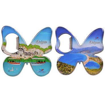 Dalyan Themed Butterfly Shaped Metal Magnetic Bottle Opener 70x70 mm - 3