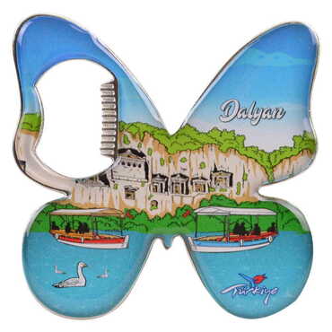 Dalyan Themed Butterfly Shaped Metal Magnetic Bottle Opener 70x70 mm - 5