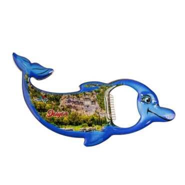 Dalyan Themed Myros Metal Dolphin Bottle Opener Refrigerator Magnet 102x67 mm