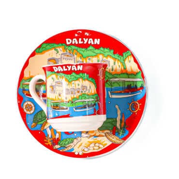 Dalyan Themed Porcelain Double Coffee Set - 2
