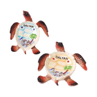 Dalyan Themed Mother of Pearl Stone Decorative Large Turtle Ashtray 135x12 Cm - 4