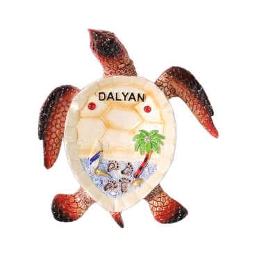Dalyan Themed Mother of Pearl Stone Decorative Large Turtle Ashtray 135x12 Cm - 2