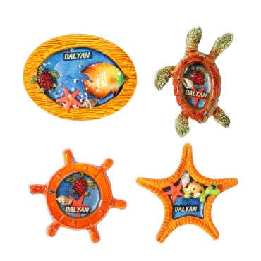 Dalyan Themed Clear Polyester Refrigerator Magnet Plate - 6