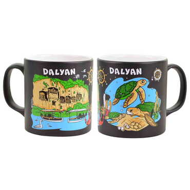 Toptan Dalyan Temalı Seramik Renkli Baskılı Kupa 82x90 mm - Thumbnail