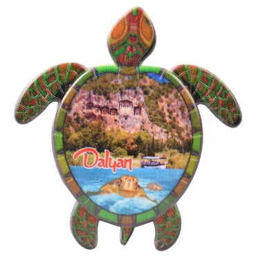 Dalyan Themed Customised UV Printed Plastic Base Turtle Shaped Fridge Magnet 80x74 mm - 4