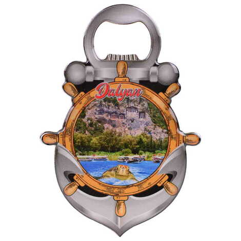 Dalyan Themed Anchor Shaped Metal Magnetic Bottle Opener 105x72 mm