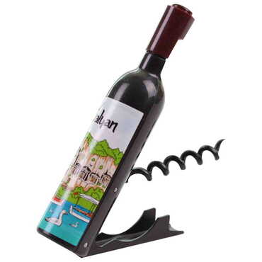 Dalyan Themed Bottle Shaped Metal Wine Bottle Corkscrew Opener-Magnetic 115x25x25 mm - Thumbnail